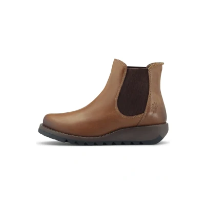 Afbeelding van Fly London SALV Enkellaarsjes met plateauzool, Dames, Maat: 36, Mittelbraun Leer