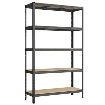Afbeelding van SONGMICS GLR060G01 Rek voor zware spullen, 5 niveaus, stalen opbergkast, montage zonder gereedschap, garagerek, gereedschapskisten, capaciteit 750 kg, 60 x 120 200 cm, grijs