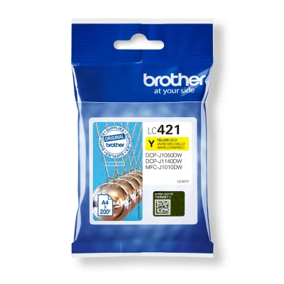 Afbeelding van Brother inktcartridge, 200 pagina&#039;s, OEM LC 421Y, geel inktcartridge