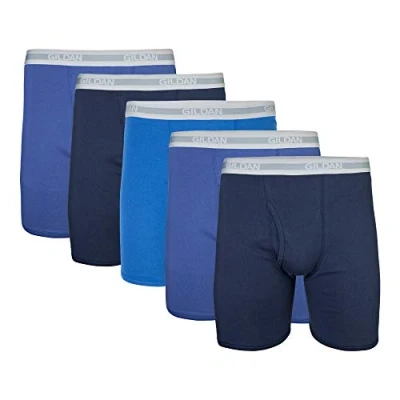 Afbeelding van Gildan Regular Leg Boxershorts Multipack herenslips (5 stuks), Marineblauw/Metroblauw/Antiek Koninklijk stuks)