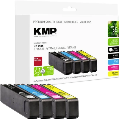 Afbeelding van KMP Inktcartridge vervangt HP 913A Compatibel Combipack Zwart, Cyaan, Magenta, Geel H164V 1750,4005