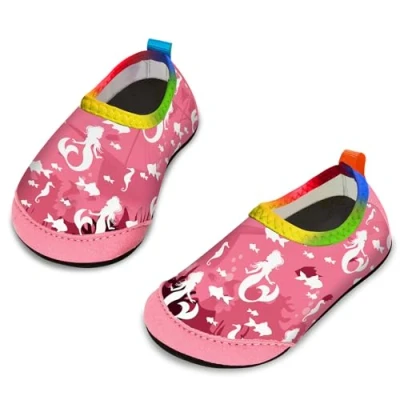 Afbeelding van Yorgou Waterschoenen voor kinderen, antislip, duikschoenen, sneldrogend, strand, meisjes, jongens, Roze zeemeermin