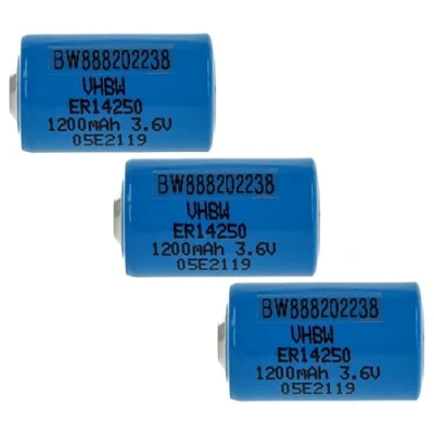 Afbeelding van vhbw 3 x ER14250 vervangende ronde celbatterijen voor TL 2150, 2150/S, 2151, TL2150, TL2151 speciale batterijen (1200 mAh, 3,6 V, Li SOCl2)