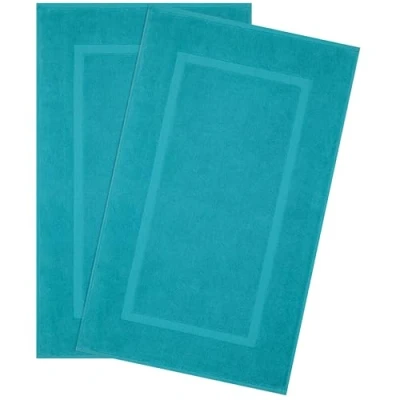 Afbeelding van Hammetex Set van 2 badmatten, 100% katoen, absorberend en wasbaar, 51 x 86 cm, turquoise