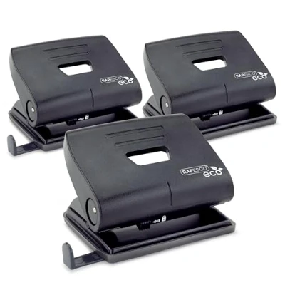 Afbeelding van Rapesco 1757 Business Pack: ECO perforator met 2 gaten, capaciteit van 22 vellen, zwart, 3 stuks
