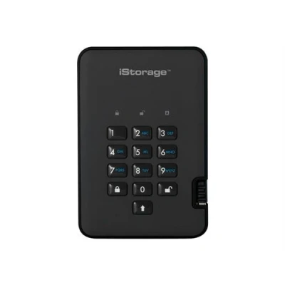 Image de iStorage diskAshur² Disque dur chiffré 4 To externe (portable) USB 3.1 Gen 1 5400 tours/min mémoire tampon : 8 Mo AES 256 bits FIPS 197 noir fantôme Conformité TAA