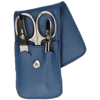 Afbeelding van Erbe Solingen 3 delige Manicure Etui met Drukknoopsluiting Donkerblauw (ERBE9071)