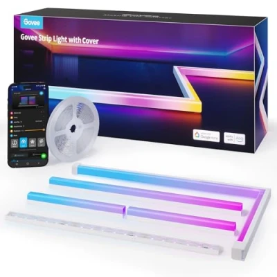 Afbeelding van Govee RGBIC 5 m ledstrip met deksels, intelligente ledlampen, werken Alexa en Google Assistant, led diffusorkanaal ledlampen voor slaapkamer, plintlijnen