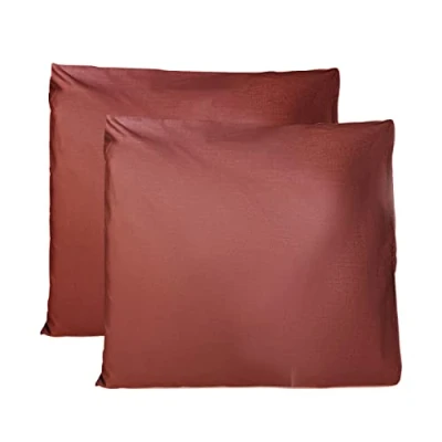 Afbeelding van Paar kussenslopen 100% Pure katoen 65x65 CM, Set van 2 Bed Kussen Stoffen Gemaakt in Italië, Tassluiting, Solid Color, Standaard Maat met Bordeaux