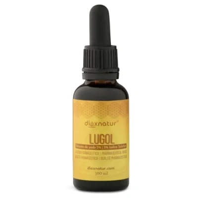 Afbeelding van DIOXNATUR® Lugol oplossing 5% farmaceutische kwaliteit 100 ml Druppels vloeibaar jodium en kaliumjodide met nauwkeurige doseerpipet