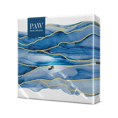 Afbeelding van PAW Papieren servetten, 3 laags (33 x 33 cm), 20 stuks, perfect voor verjaardagen, familiefeesten, bruiloften, doopfeesten, communies, verjaardagen (Watercolor Waves)