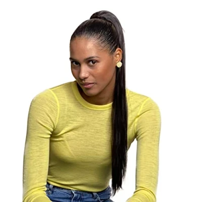 Afbeelding van PRETTYSHOP PH603 Haarverlenging, 65 cm, van kunsthaar, glad, gevlochten, met bevestigingsband, bruin, zwart