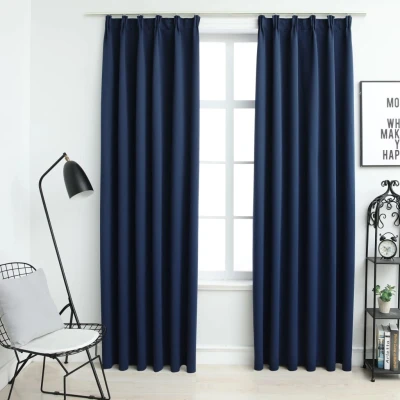 Afbeelding van Gordijnen verduisterend met haken 2 st 140x175 cm blauw