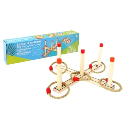 Afbeelding van Wooden Planet outdoor behendigheidsspel 5 touwringen met houten standaard