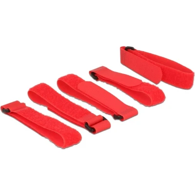 Afbeelding van Kabelbinder Delock klittenband 300mm 5Stk m. Schl. rood