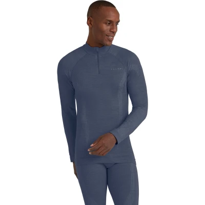 Afbeelding van FALKE ergonomic wool tech rits O hals longsleeve thermoshirt blauw XXL