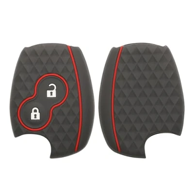 Afbeelding van kwmobile Autosleutelaccessoire compatibel met Renault Dacia 2 Button Zachte siliconen hoes voor autosleutels zwart mat rood