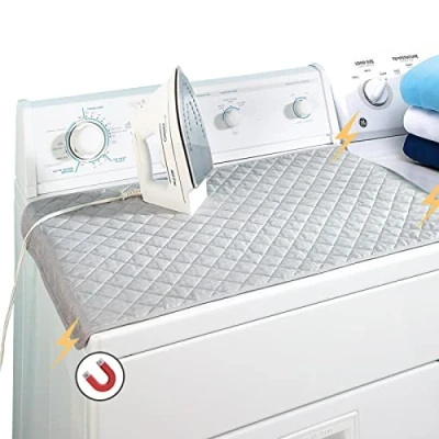 Afbeelding van Ruibo Magnetische strijkmat, gewatteerde alternatieve hoes voor strijkmachine, hittebestendig, draagbare mat, grijs, 83 x 45,7 cm