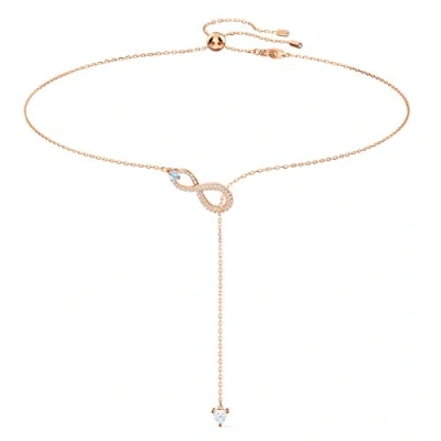 Afbeelding van Swarovski Infinity halsketting, wit, roségoud verguld, Kristal, Kristal
