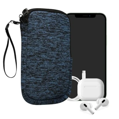 Afbeelding van kwmobile telefoontasje universeel geschikt voor L 6,5&quot; smartphones 16,5 x 8,9 cm Hoesje met rits en polslusje In deep ocean / zwart