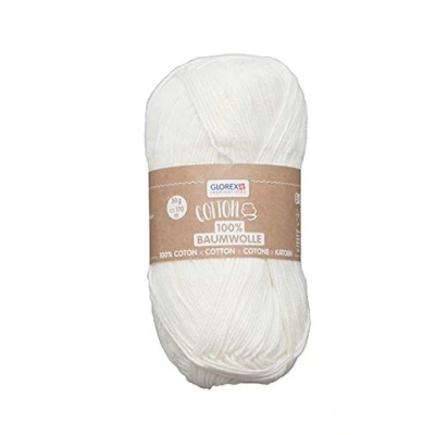 Afbeelding van Glorex 5 1004 13, 100% katoen, veelzijdig voor breien, haken en knutselen, zeer goede kwaliteit, zacht wasbaar, 50 g, ca. 170 m, naturel
