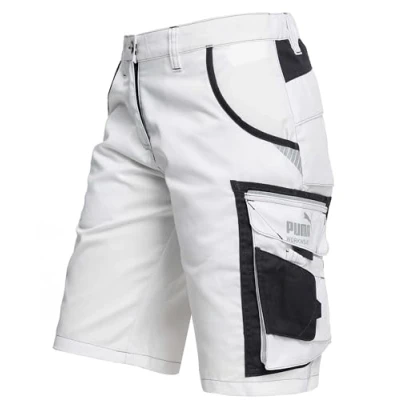 Afbeelding van PUMA Workwear Precision X Werkshorts voor dames, vele zakken en reflectoren, ideaal ambachtslieden, productie bouwvakkers, Wit/Antraciet
