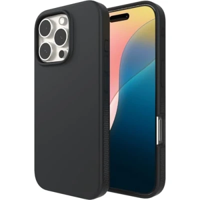 Image de ZAGG Manhattan Snap Coque de protection pour téléphone portable compatibilité avec MagSafe silicone, graphène noir Apple iPhone 16 Pro