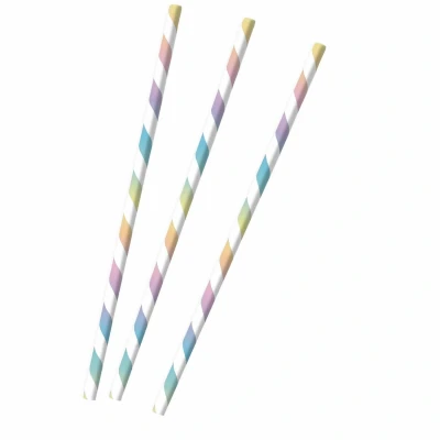 Afbeelding van Drink Rietjes Rainbow &amp; Cloud papier 20cm 12 stuks