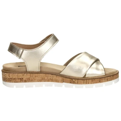 Afbeelding van SUB55 Sandalen met sleehak, Dames, Maat: 39, Goudkleur Leer