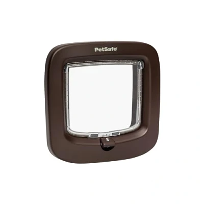 Image de PetSafe Chatière à verrouillage manuel pour chat, isolante, installation facile, ouverture/fermeture 4 positions, chats jusqu&#039;à 7 kg, en plastique marron