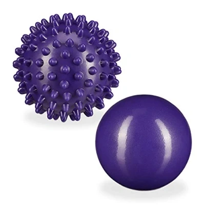 Afbeelding van Relaxdays massagebal set van 2 triggerpoint bal stekels egelbal glad noppen Paars