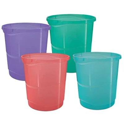 Afbeelding van Esselte Colour&#039;Breeze, 626291, vuilnisemmer van kunststof, stapelbaar, voor recycling, thuis en op kantoor, reliëfdesign, verschillende kleuren
