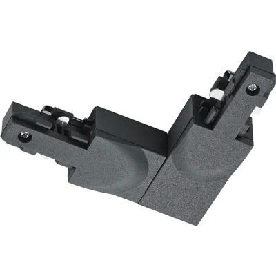 Afbeelding van Spanningsrail Doorverbinder DUOLINE Hoek L Connector Aarde Binnen 2 Fase Mat Zwart
