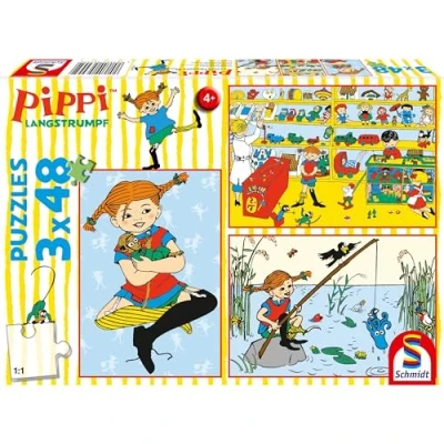Afbeelding van Ich mache mir the wort, hoe ze zijn gevallen, 3 x 48 delen: kinderpuzzel pipi langstrumpf