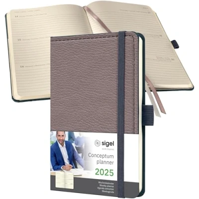 Afbeelding van Weekagenda Conceptum A6 2025 design casual taupe hardcover (NL/FR/EN/D