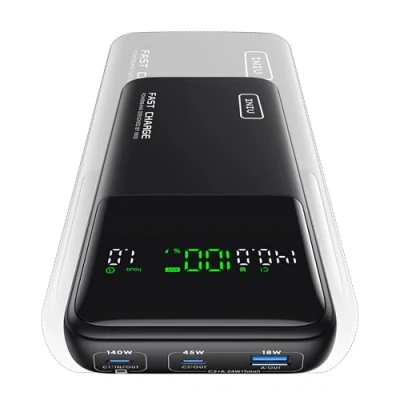 Afbeelding van INIU powerbank voor laptop, 140 W, 25.000 mAh, kleine USB C ingang en uitgang MacBook, Surface, iPad, camera, DJI, iPhone 16, 15, 14, reizen, wandelen