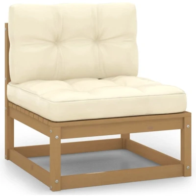 Afbeelding van 2 Delige Loungeset Met Kussens Massief Grenenhout Grijs 1 / Honingbruin Middenbank