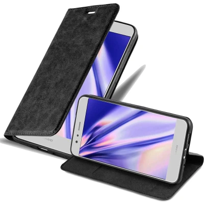 Afbeelding van Cadorabo Hoesje geschikt voor Huawei P10 LITE in ZWARTE NACHT Beschermhoes met magnetische sluiting, standfunctie en kaartvakje Book Case Cover Etui