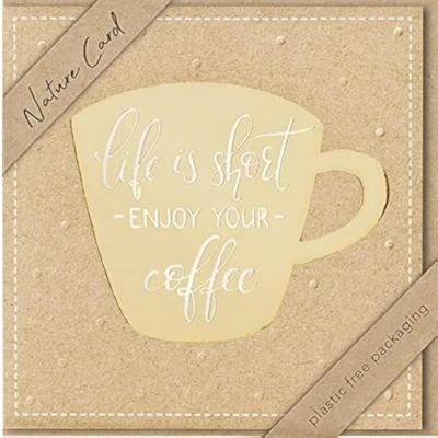 Afbeelding van bsb Life is short Enjoy your coffee kaart met prachtig motief Duurzame envelop Cadeau voor beste vriendin en vriend Liefde vriendschapskaart 15,5 x cm