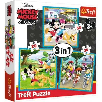 Afbeelding van Trefl, Puzzel, Mickey Mouse met vrienden, Disney en 20 tot 50 stukjes, 3 sets, voor kinderen vanaf jaar