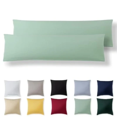 Afbeelding van Alreya Lot de 2 housses coussin 40 x 145 cm Vert été 100 % jersey coton Housse En super doux Avec fermeture éclair