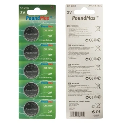 Afbeelding van PoundMax 2450 Lithium knoopcelbatterijen CR2450 DL2450, 3 V, 5 stuks