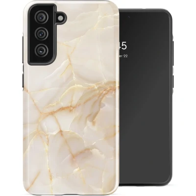 Afbeelding van Selencia Hoesje Geschikt voor Samsung Galaxy S21 FE Vivid Backcover Golden Beige Marble