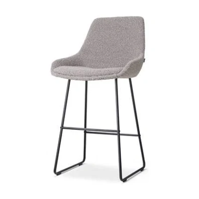 Afbeelding van Nolon Nino Isa Barkruk Bouclé Taupe Stof Zwart Onderstel 65 cm