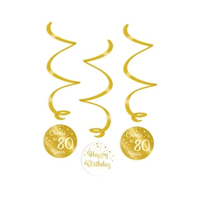 Afbeelding van Swirls Cheers to 80 years wit/goud per 3 stuks