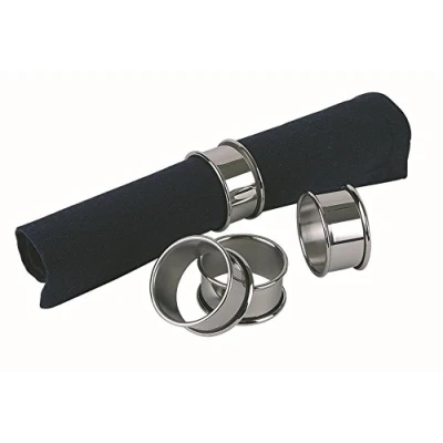 Afbeelding van APS Ronde servetten, handdoekhouder van roestvrij staal, set 4, hoogglans gepolijst, Ø 4,7 cm, 2 cm hoog