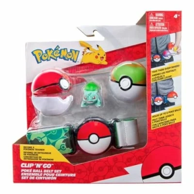 Image de Ceinture Clip &#039;N&#039; Go Pokémon 1 ceinture, Poké Ball, Nest Ball et figurine 5 cm Bulbizarre