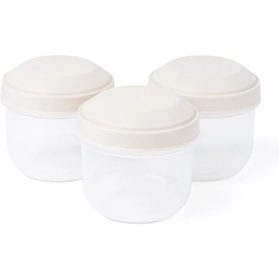 Afbeelding van Amuse Rikko Oat Snackbox Set van 3 Snackdoosjes Sluit gemakkelijk Transparant Rond Lichtgrijs 185 ml