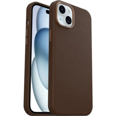 Image de OtterBox Symmetry Series Coque de protection pour téléphone portable compatibilité avec MagSafe cuir catus, polyuréthane adobe riche Apple iPhone 15 Plus