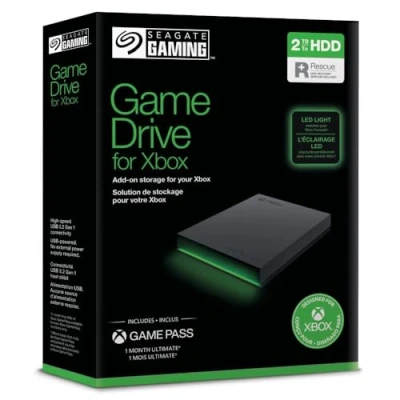 Afbeelding van Seagate Game Drive for Xbox, 2 TB, externe harde schijf, draagbare HDD, USB 3.2, 1e generatie, zwart, Xbox gecertificeerd, RGB led, met 3 jaar (STKX2000403)
